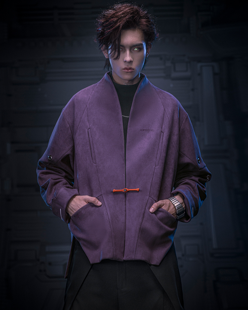 XIPHEVIL Cyberpunk Outfits Unisex Suede Minimalist Future Jacket