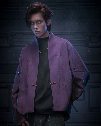 XIPHEVIL Cyberpunk Outfits Unisex Suede Minimalist Future Jacket