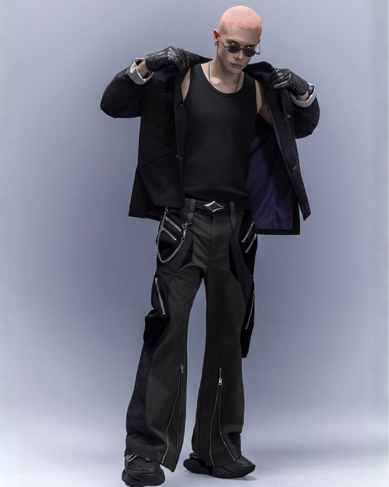 XIPHEVIL Cyberpunk Outfits Wide-Leg Techwear Pants