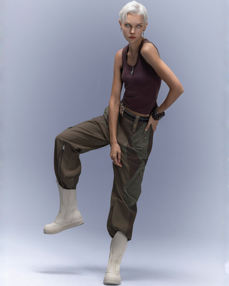 XIPHEVIL Cyberpunk Outfits Wide-Leg Techwear Pants