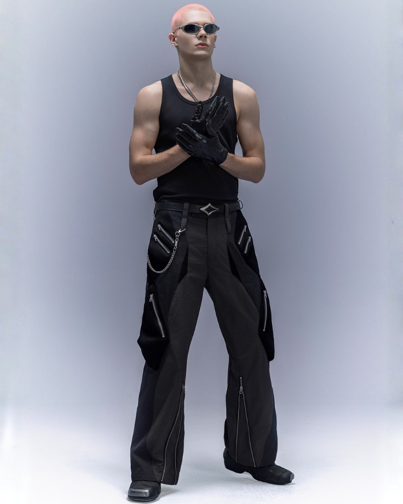 XIPHEVIL Cyberpunk Outfits Wide-Leg Techwear Pants