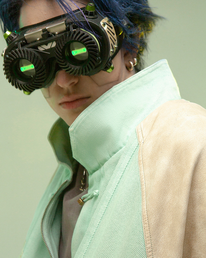 XIPHEVIL Cyberpunk Outfits 3D Embossed PU Patchwork Jacket