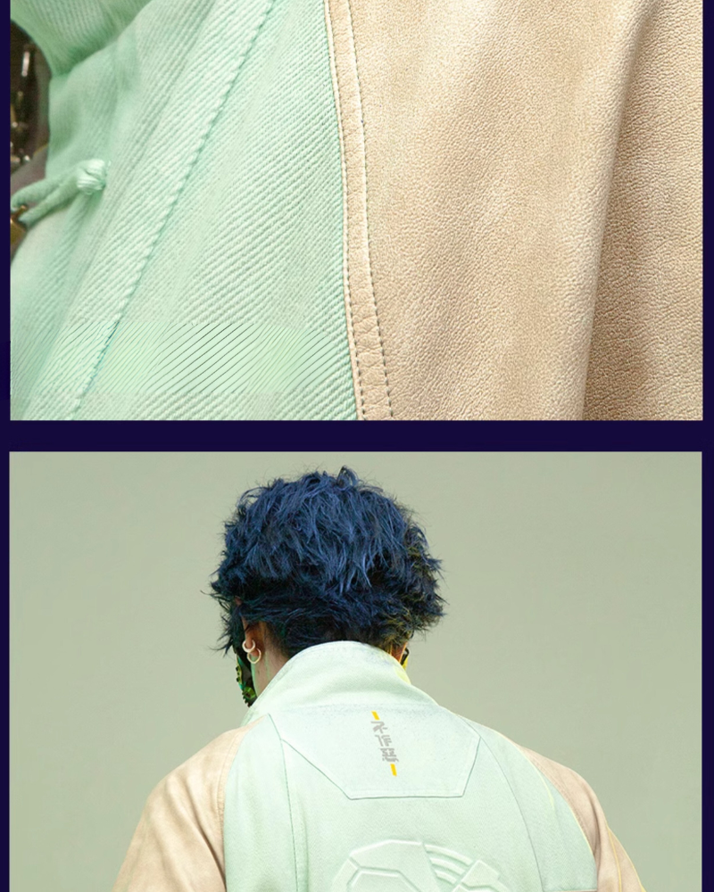 XIPHEVIL Cyberpunk Outfits 3D Embossed PU Patchwork Jacket