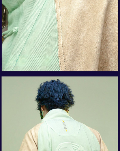 XIPHEVIL Cyberpunk Outfits 3D Embossed PU Patchwork Jacket