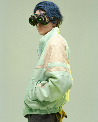 XIPHEVIL Cyberpunk Outfits 3D Embossed PU Patchwork Jacket