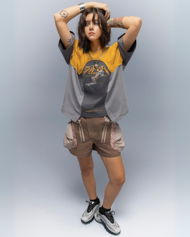 XIPHEVIL Cyberpunk Street-Style Star Arc Cocoon Pocket Shorts - Women