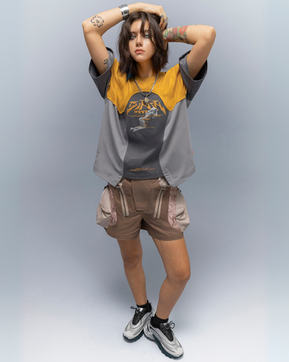 XIPHEVIL Cyberpunk Street-Style Star Arc Cocoon Pocket Shorts - Women