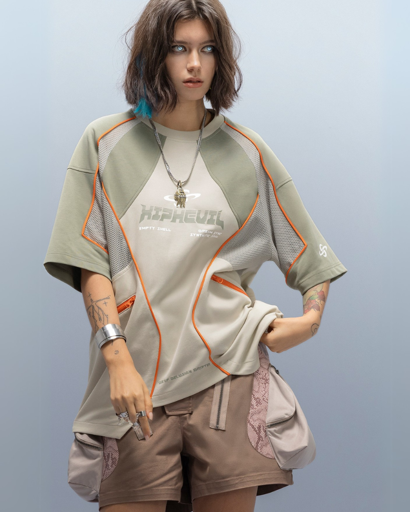 XIPHEVIL Cyberpunk Street-Style Star Arc Cocoon Pocket Shorts - Women