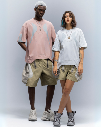 XIPHEVIL Cyberpunk Street-Style Star Arc Cocoon Pocket Shorts - Women