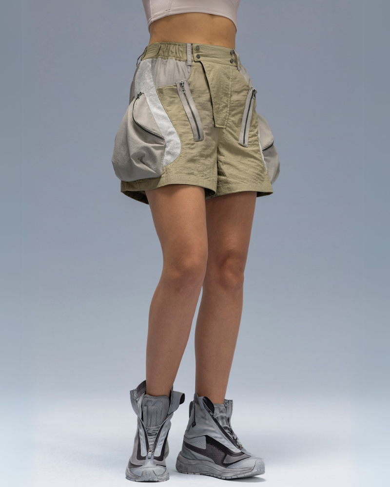 XIPHEVIL Cyberpunk Street-Style Star Arc Cocoon Pocket Shorts - Women