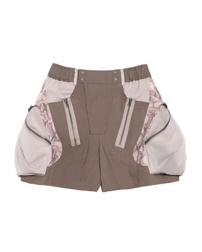 XIPHEVIL Cyberpunk Street-Style Star Arc Cocoon Pocket Shorts - Women