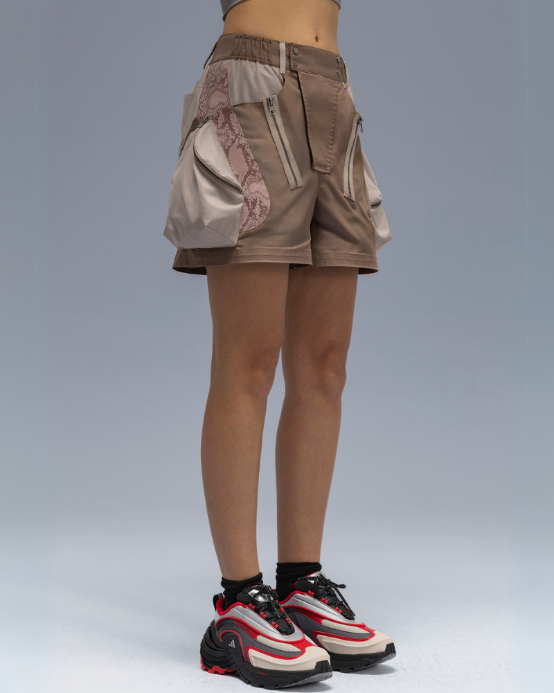 XIPHEVIL Cyberpunk Street-Style Star Arc Cocoon Pocket Shorts - Women