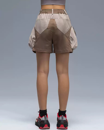 XIPHEVIL Cyberpunk Street-Style Star Arc Cocoon Pocket Shorts - Women