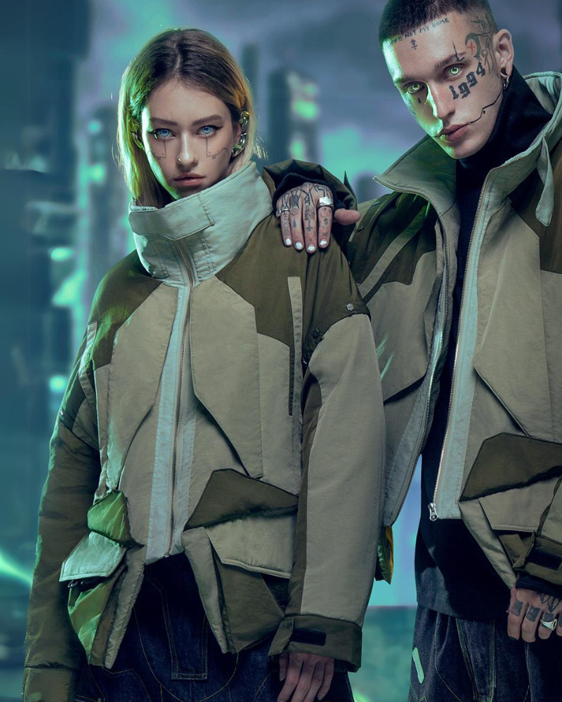 XIPHEVIL Cyberpunk Outfits Exotic Hacker Urban Winter Jacket