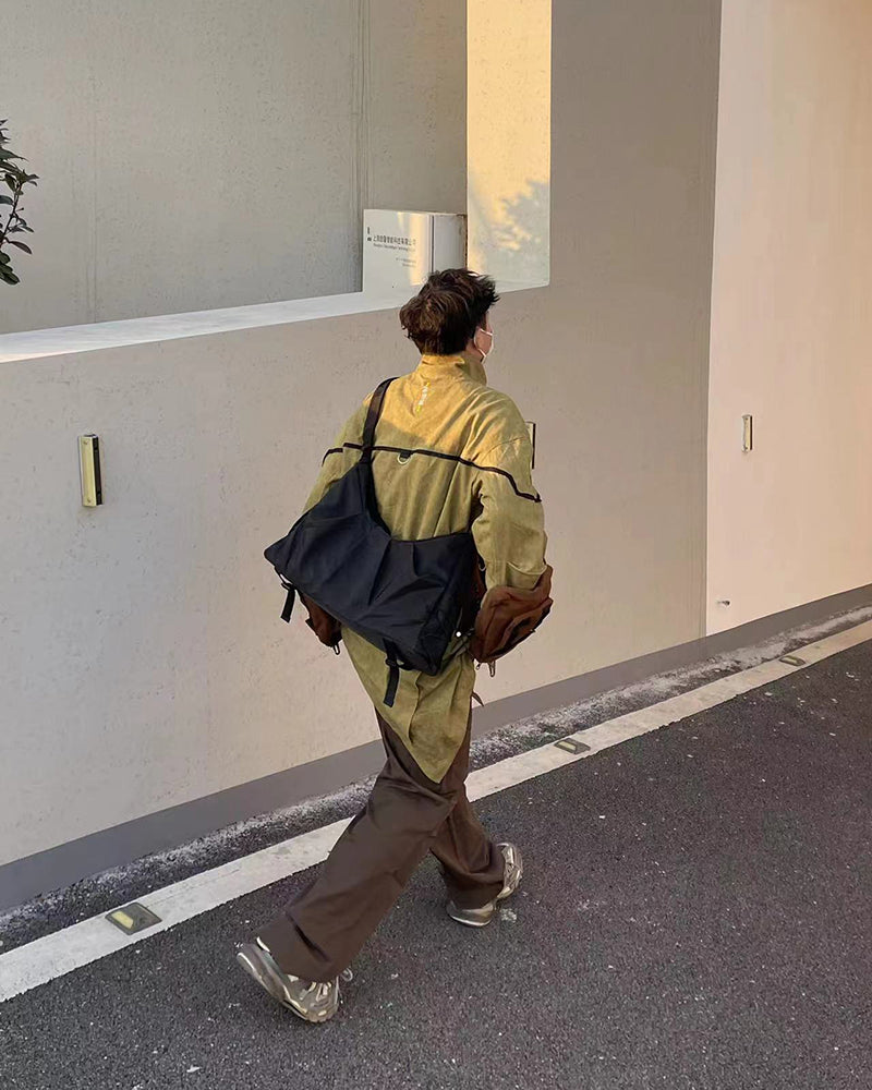 XIPHEVIL Cyberpunk Outfits Sandstone Asymmetrical Jacket