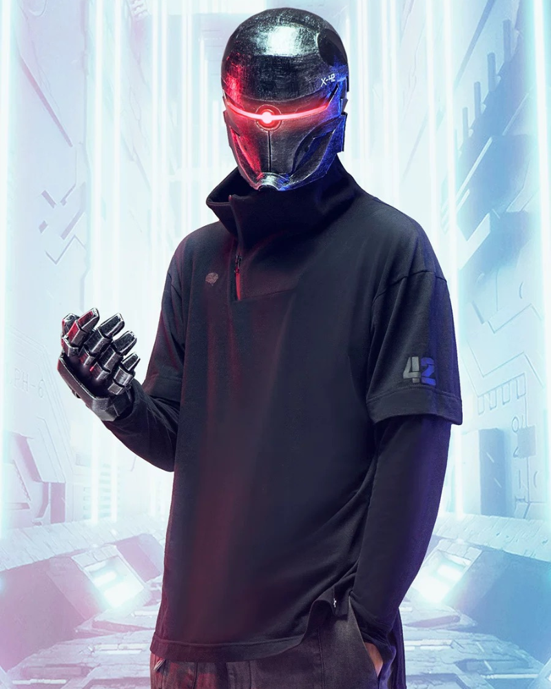 XIPHEVIL Cyberpunk Outfits Iron Warrior Fake Two Pieces T-Shirt