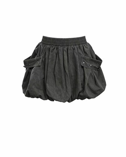 Y2K Grey Cargo Bubble Mini Skirt
