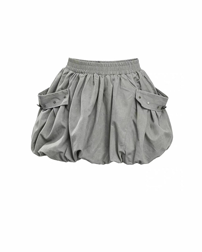 Y2K Grey Cargo Bubble Mini Skirt