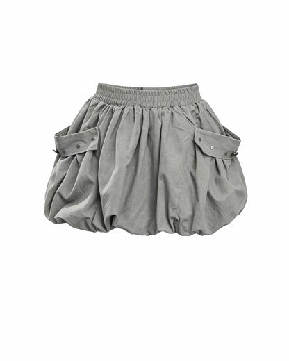 Y2K Grey Cargo Bubble Mini Skirt