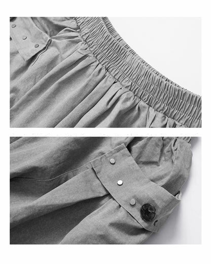 Y2K Grey Cargo Bubble Mini Skirt