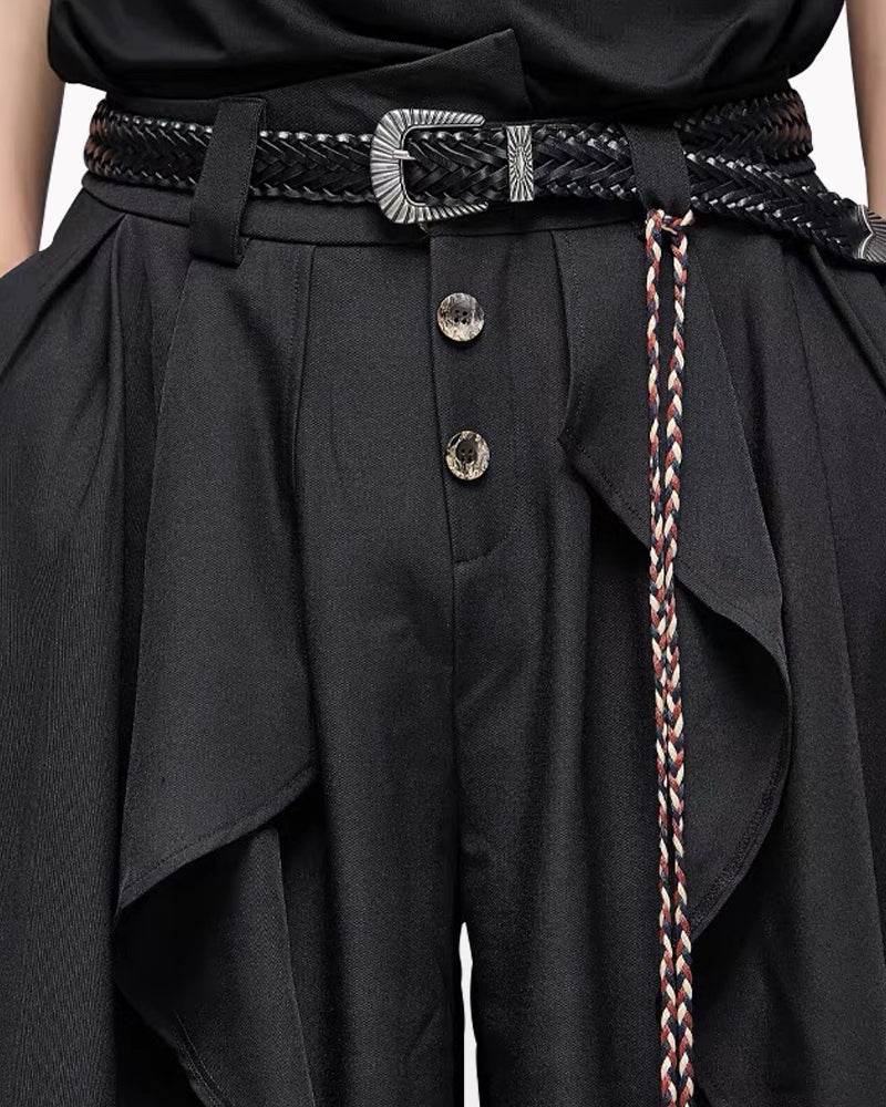 Yamamoto Carved Alloy Genuine Leather Belt