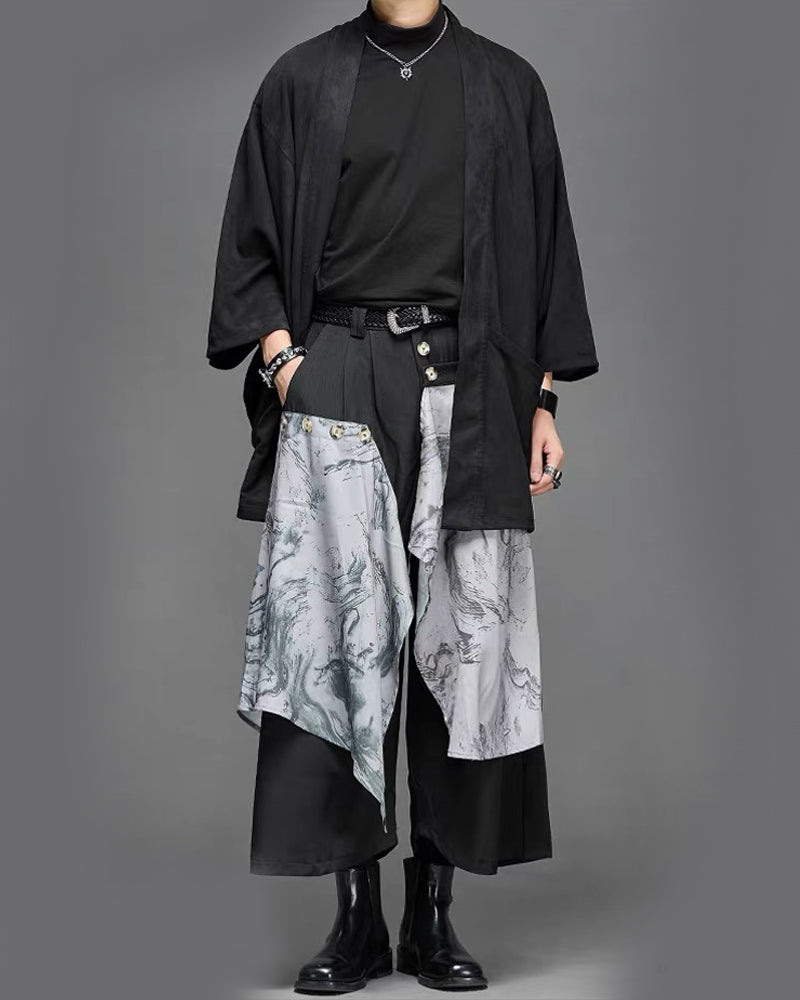 Yamamoto Carved Alloy Genuine Leather Belt