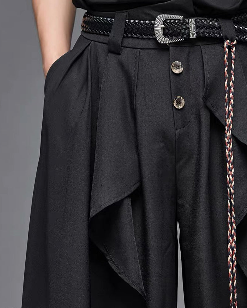 Yamamoto Carved Alloy Genuine Leather Belt