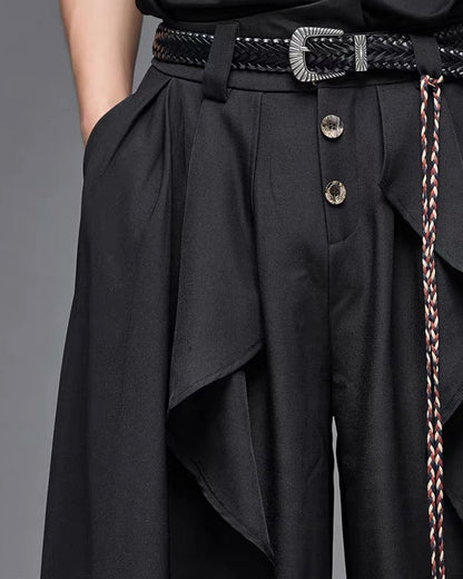 Yamamoto Carved Alloy Genuine Leather Belt