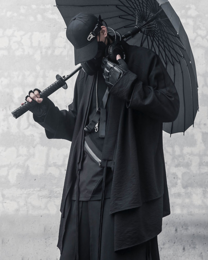 long coat,long black coat,Japanese techwear,techwear outfits,futuristic clothing,cyberpunk clothing,long coat,long black coat,black cloak,black cape,techwear jacket, tech jacket,cyberpunk jacket, cyberpunk techwear jacket, cyberpunk samurai jacket, samurai jacket cyberpunk,ninja costume,ninja halloween costume,samurai jacket,cyberpunk style jacket