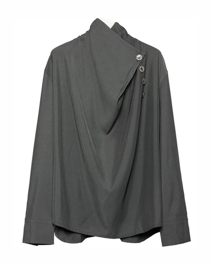 Yamamoto Half-Stand Draped Collar Long-Sleeve Shirt