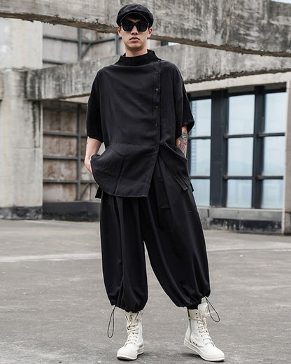 Yamamoto Relaxed Standing Collar Japanese Techwear Shirt
