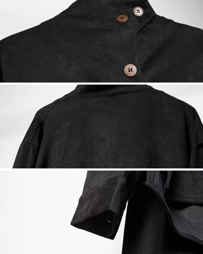 Yamamoto Shawl Collar Suede Sweatshirt