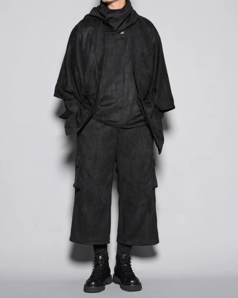 Yamamoto Shawl Collar Suede Sweatshirt