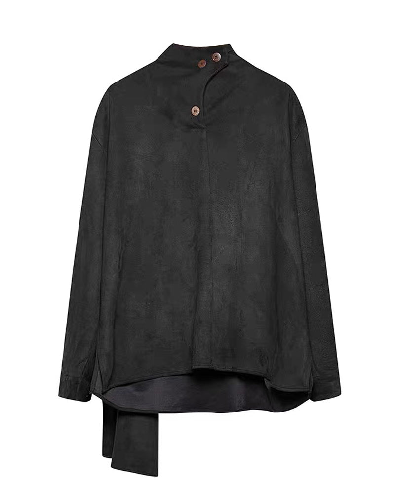 Yamamoto Shawl Collar Suede Sweatshirt