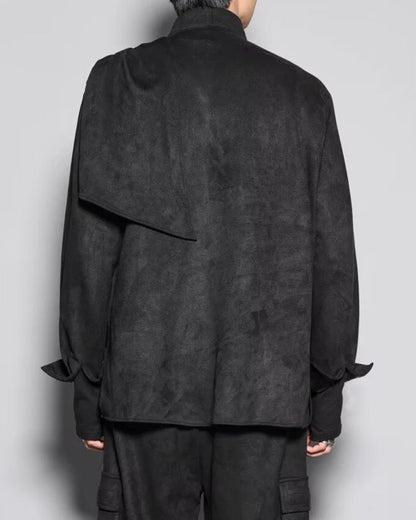 Yamamoto Shawl Collar Suede Sweatshirt