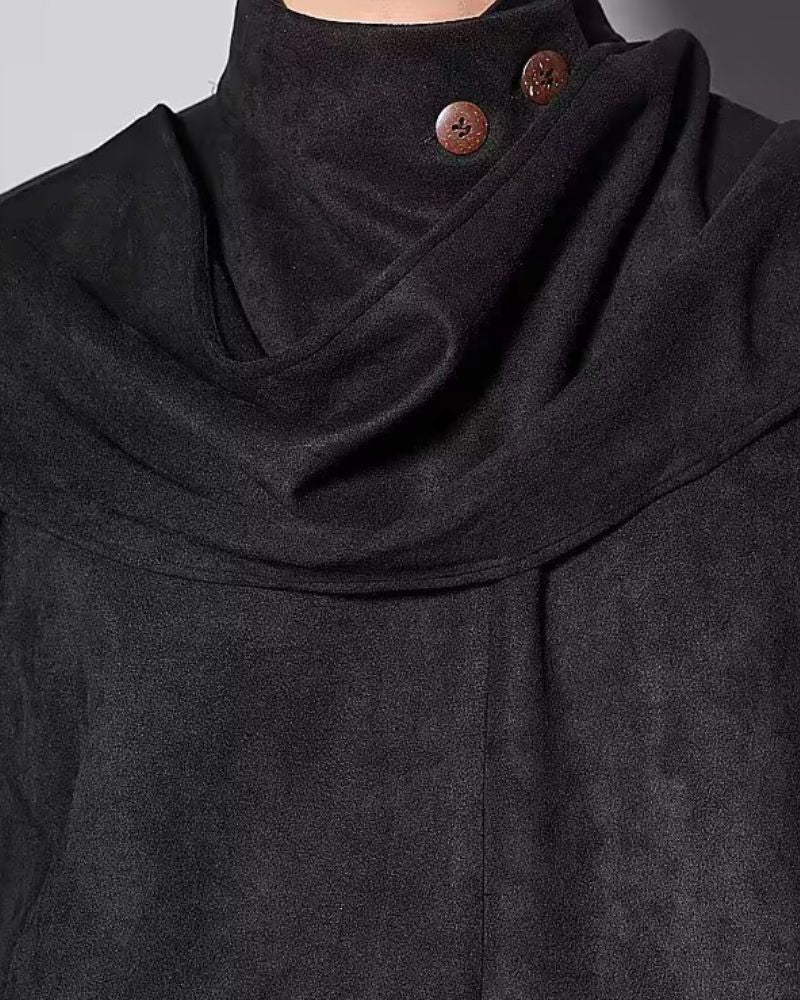 Yamamoto Shawl Collar Suede Sweatshirt