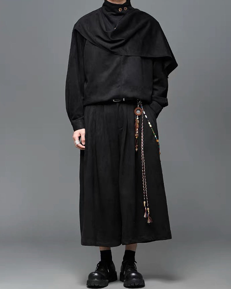 Yamamoto Shawl Collar Suede Sweatshirt