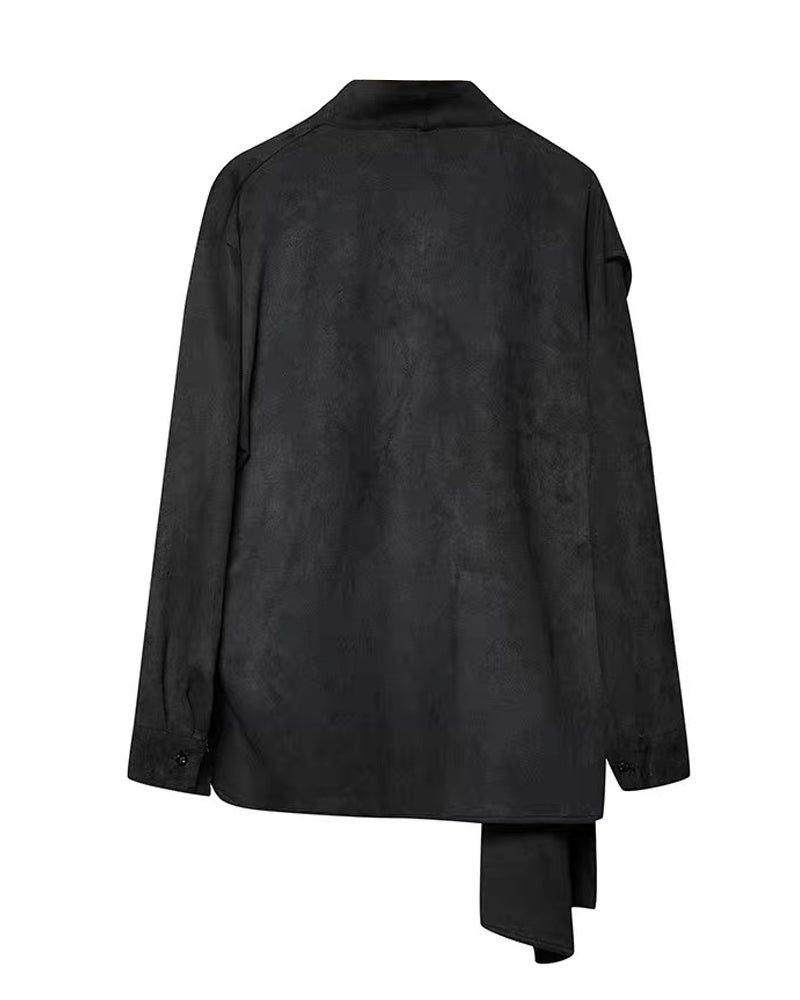 Yamamoto Shawl Collar Suede Sweatshirt