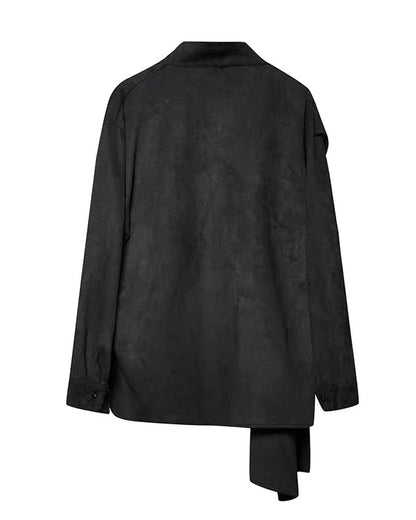 Yamamoto Shawl Collar Suede Sweatshirt