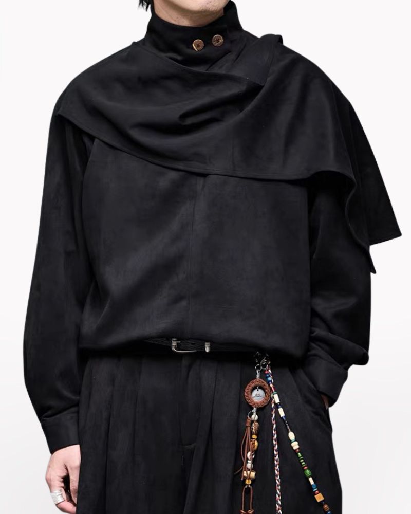 Yamamoto Shawl Collar Suede Sweatshirt