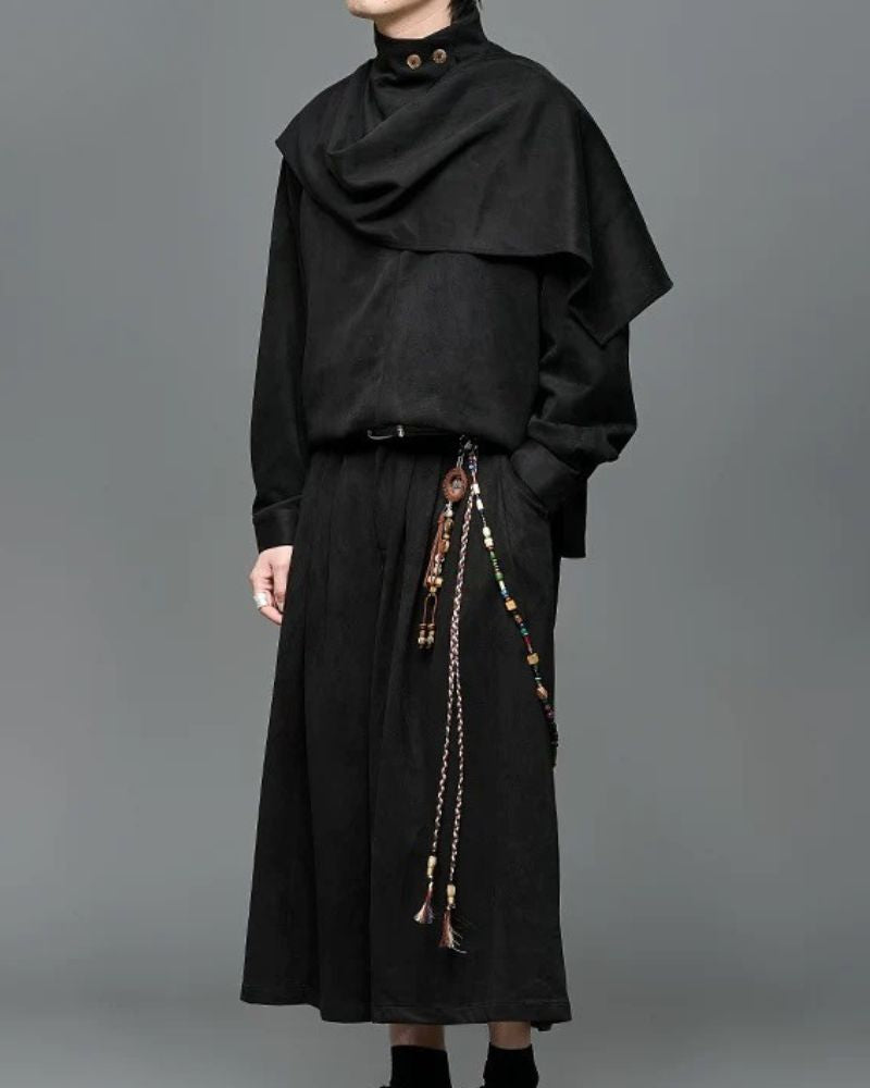 Yamamoto Shawl Collar Suede Sweatshirt