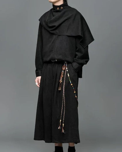 Yamamoto Shawl Collar Suede Sweatshirt