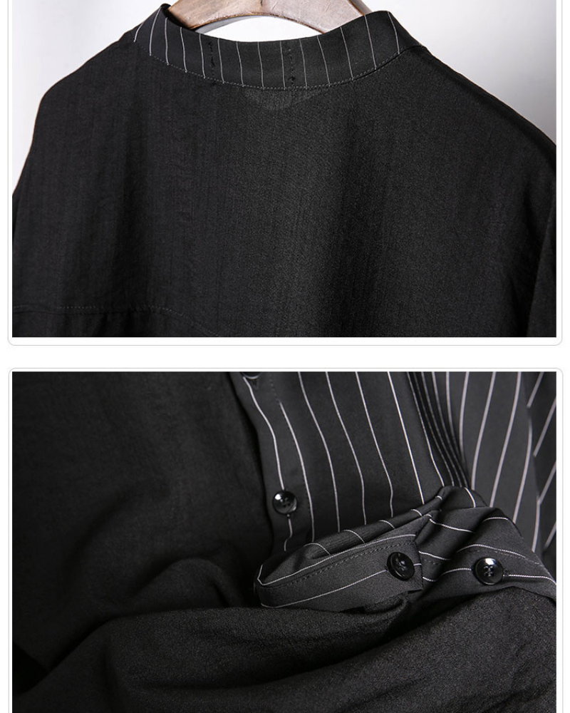 Yamamoto Style Asymmetrical Striped Patchwork Shirt