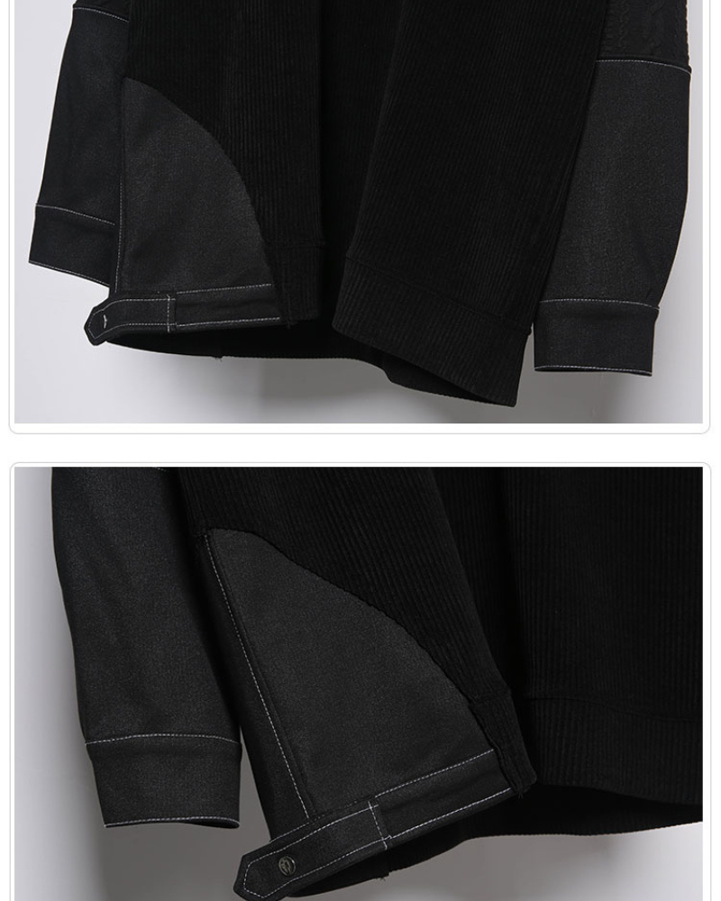 Yamamoto-Style Patchwork Oversized Mock-Neck Sweatshirt