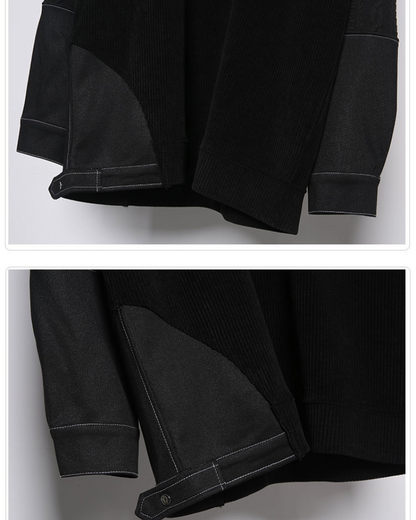 Yamamoto-Style Patchwork Oversized Mock-Neck Sweatshirt