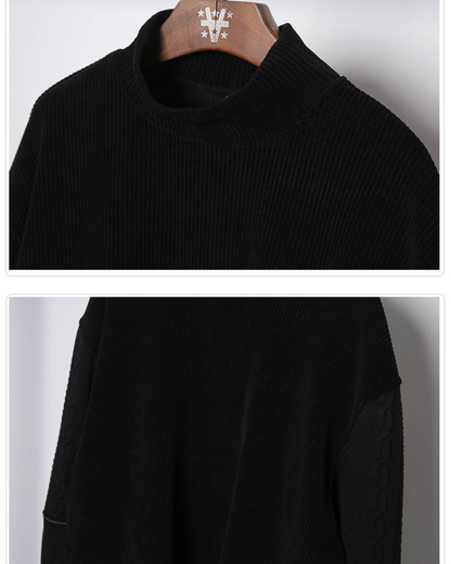 Yamamoto-Style Patchwork Oversized Mock-Neck Sweatshirt
