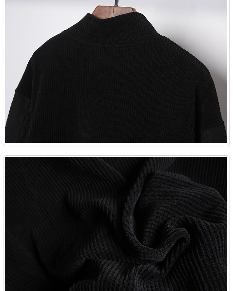 Yamamoto-Style Patchwork Oversized Mock-Neck Sweatshirt