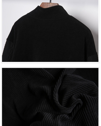Yamamoto-Style Patchwork Oversized Mock-Neck Sweatshirt