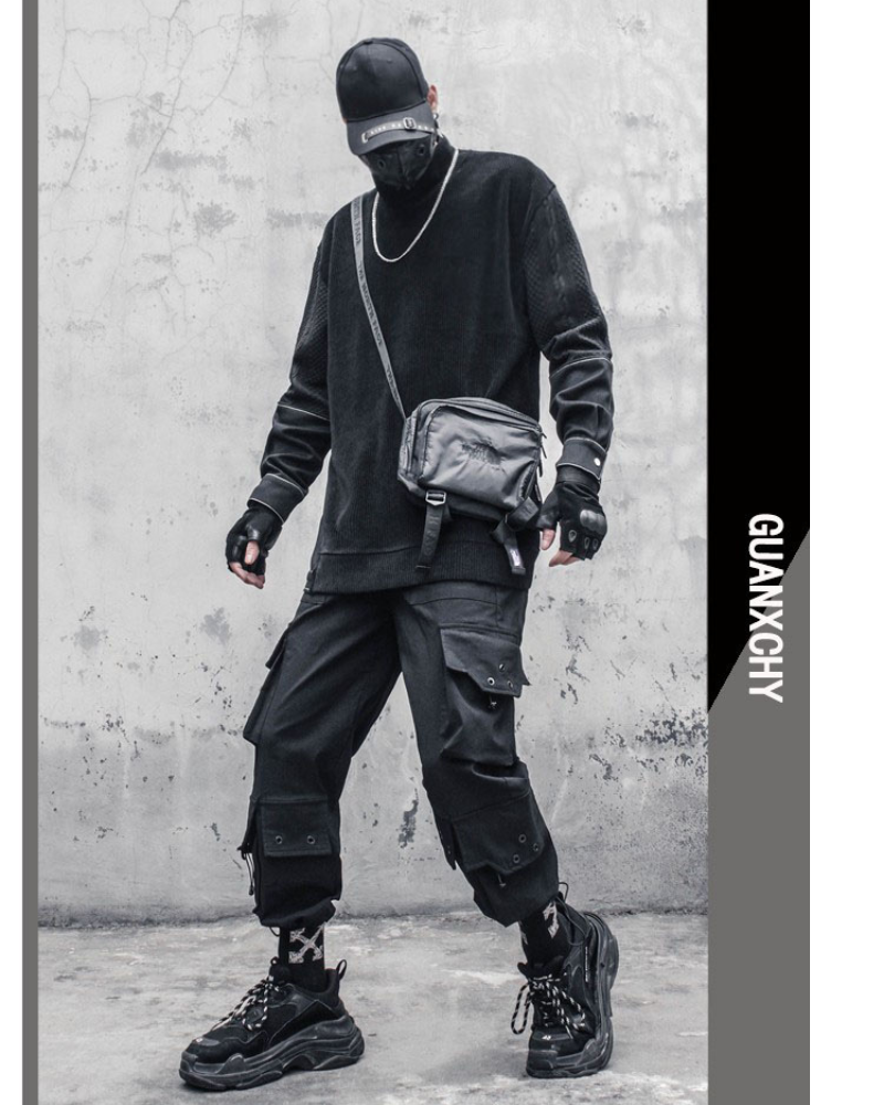 Yamamoto-Style Patchwork Oversized Mock-Neck Sweatshirt