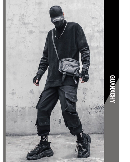 Yamamoto-Style Patchwork Oversized Mock-Neck Sweatshirt